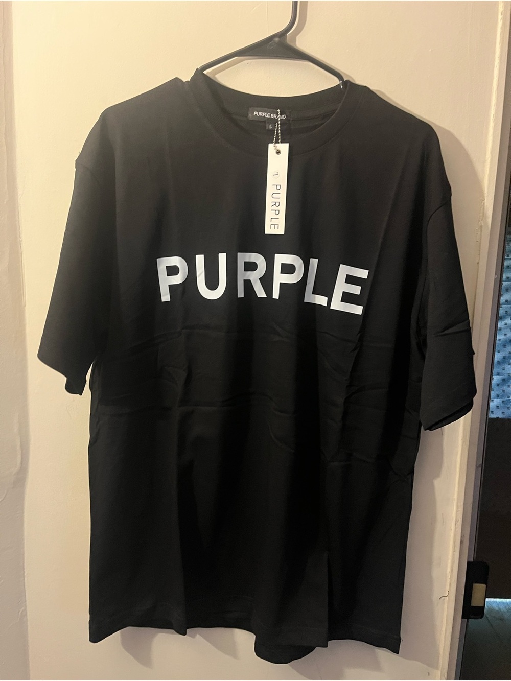 PURPLE Brand Black Short-Sleeve Logo Tee